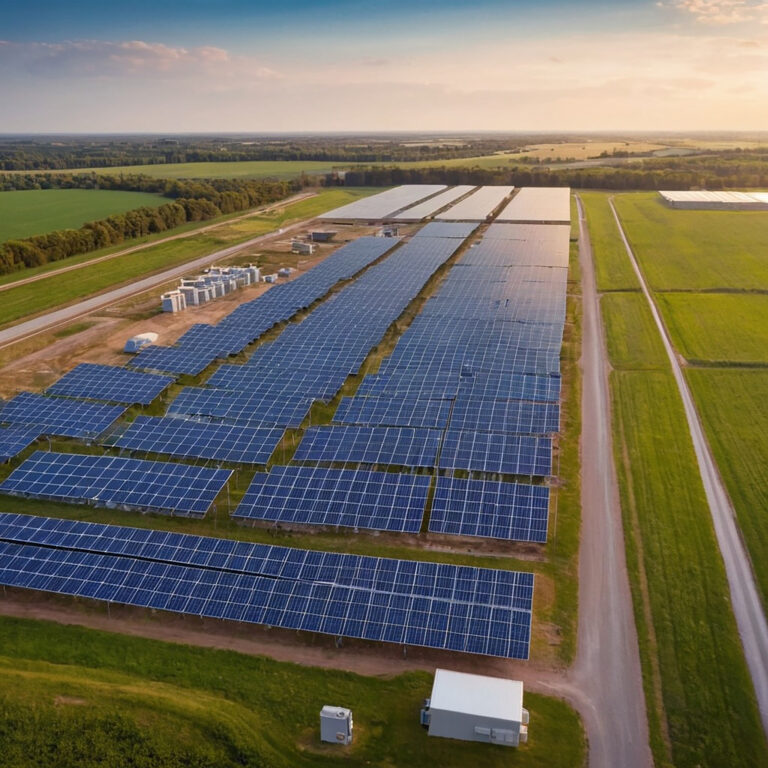 Güven Asfalt tarafından Çankırı’da kurulan 5 MW kapasiteli güneş enerjisi santrali yatırımını gösteren saha fotoğrafı