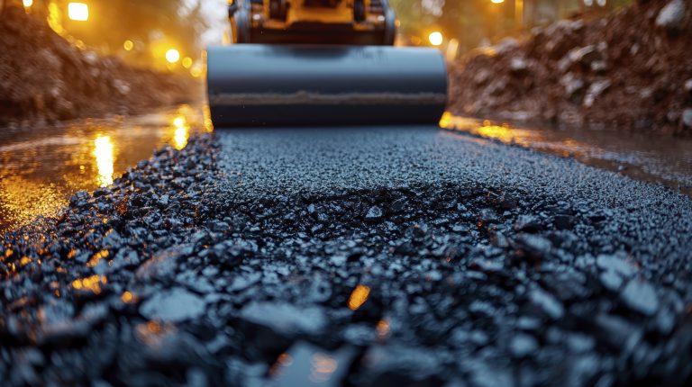 road construction equipment is working section road creating noise dust workers coordinate process 3 Asfalt Üretiminde Çevre Dostu Teknolojiler